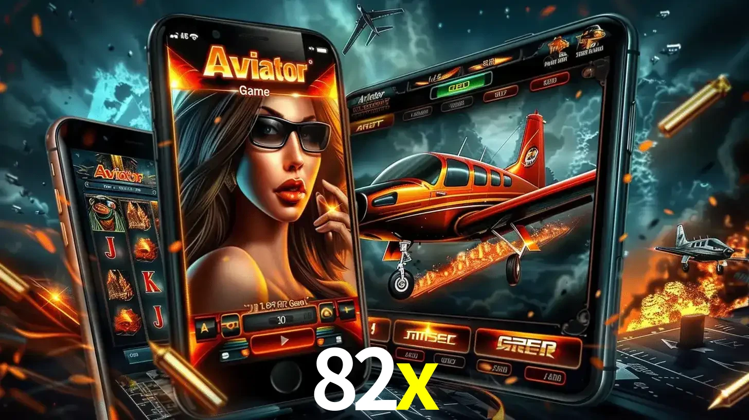 O popular jogo de apostas Aviator exibido em vários celulares e tablets, mostrando a interface emocionante e a ação de voo disponíveis para jogar agora no 82x.