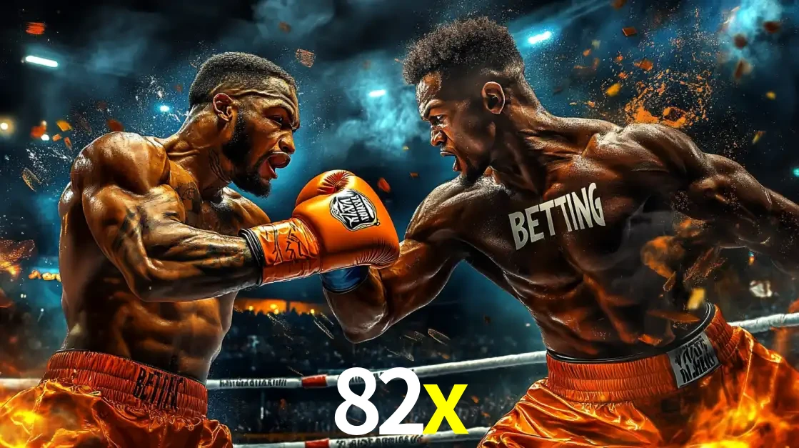 Dois boxeadores em uma luta intensa e explosiva, representando a adrenalina e as oportunidades de apostas em esportes de combate disponíveis na plataforma 82x.