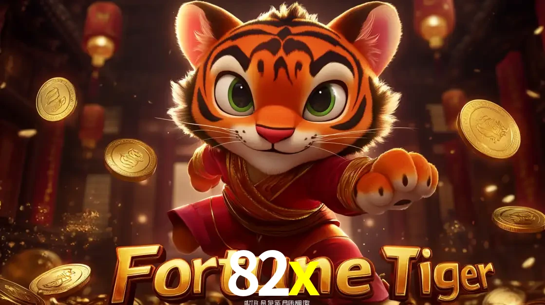 O carismático mascote do jogo de slot Fortune Tiger, um tigre fofo em pose de artes marciais, pronto para trazer sorte e multiplicadores de ganhos no cassino online 82x.