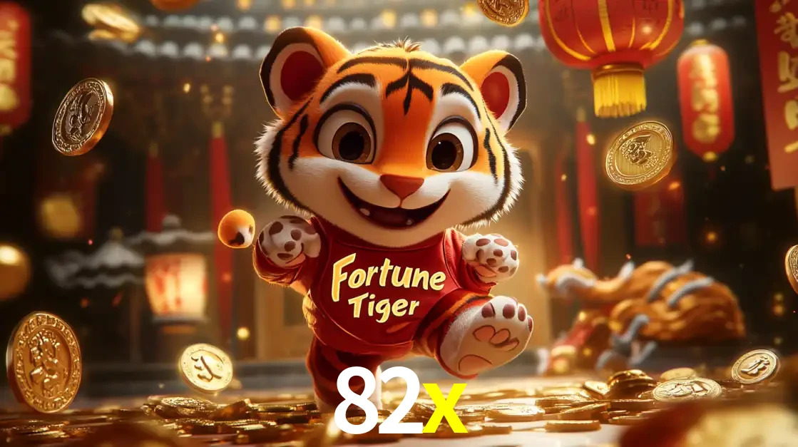 O alegre personagem do Fortune Tiger correndo sobre um caminho de moedas de ouro, simbolizando os grandes prêmios e a diversão do popular jogo de slot do 82x.